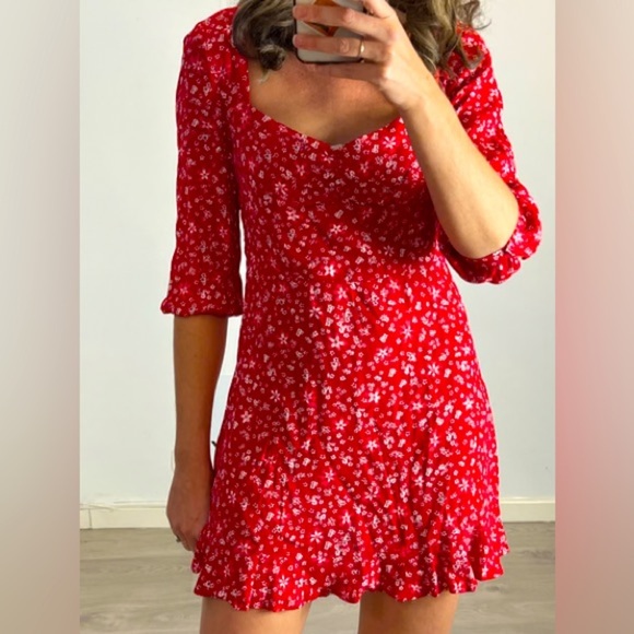 Zara Dresses & Skirts - Zara Red Floral Mini Dress
